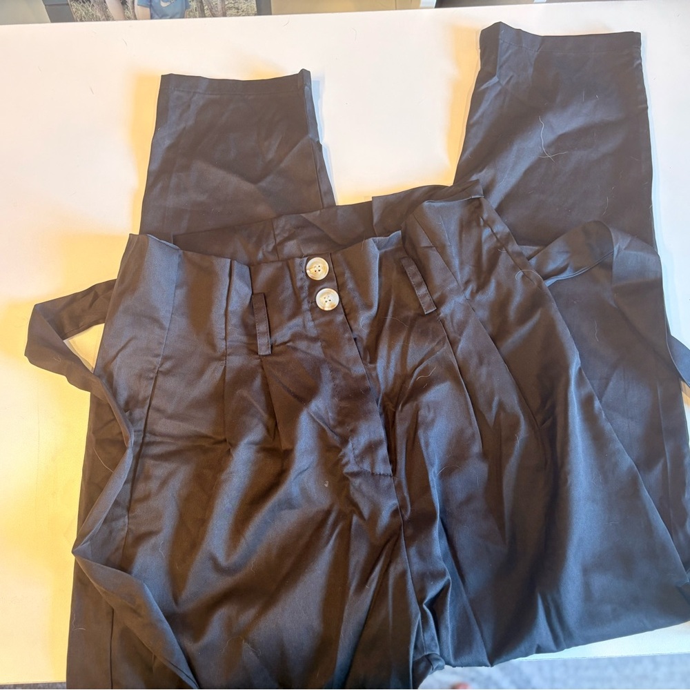 Black High Waisted Tie Front Pants - Minimal Chic Lounge